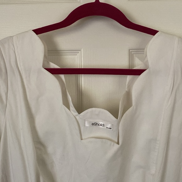 EShakti White Mini Dress Short Sleeve Scallop Neckline Women’s Size 2X 22W - Picture 2 of 10